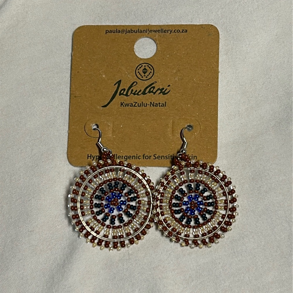 NWT South African Beaded Drop Earrings